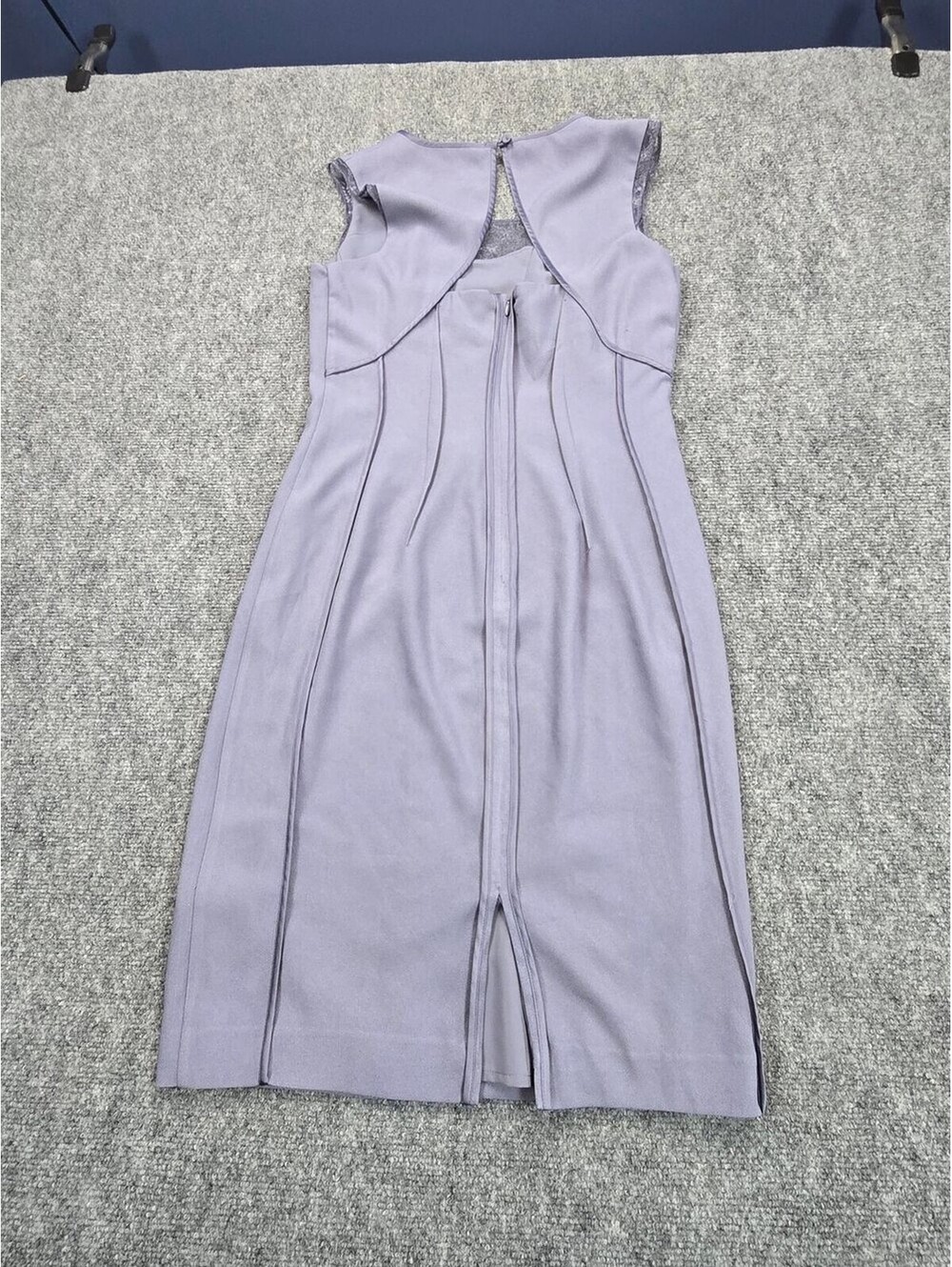 Reiss Lavender Midi Dress Womens US 6 Lace Inset Sheath Cocktail Sleeveless - Picture 6 of 7